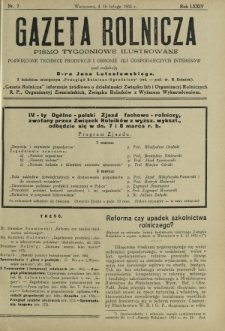 Gazeta Rolnicza : pismo tygodniowe ilustrowane. R. 74, nr 7 (16 lutego 1934)