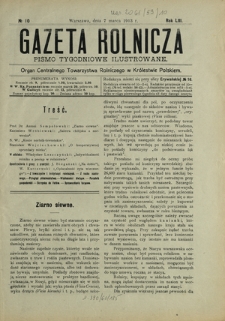 Gazeta Rolnicza : pismo tygodniowe ilustrowane. R. 53, nr 10 (7 marca 1913)
