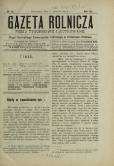 Gazeta Rolnicza : pismo tygodniowe ilustrowane. R. 53, nr 15 (11 kwietnia 1913)