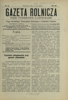 Gazeta Rolnicza : pismo tygodniowe ilustrowane. R. 53, nr 18 (2 maja 1913)