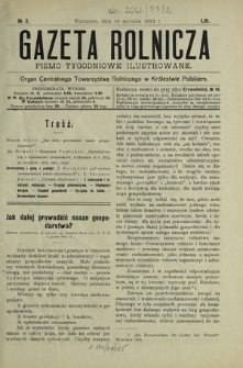 Gazeta Rolnicza : pismo tygodniowe ilustrowane. R. 53, nr 2 (10 stycznia 1913)