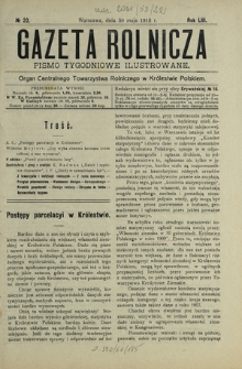 Gazeta Rolnicza : pismo tygodniowe ilustrowane. R. 53, nr 22 (30 maja 1913)