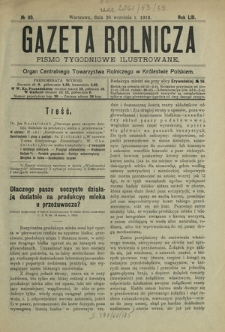 Gazeta Rolnicza : pismo tygodniowe ilustrowane. R. 53, nr 39 (26 września 1913)
