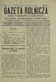Gazeta Rolnicza : pismo tygodniowe ilustrowane. R. 53, nr 41 (10 października 1913)