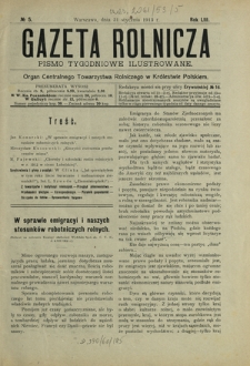 Gazeta Rolnicza : pismo tygodniowe ilustrowane. R. 53, nr 5 (31 stycznia 1913)
