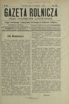 Gazeta Rolnicza : pismo tygodniowe ilustrowane. R. 53, nr 52 (27 grudnia 1913)