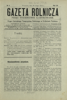 Gazeta Rolnicza : pismo tygodniowe ilustrowane. R. 53, nr 9 (28 lutego 1913)