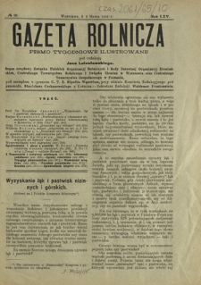 Gazeta Rolnicza : pismo tygodniowe ilustrowane. R. 65, nr 10 (6 marca 1925)