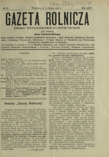 Gazeta Rolnicza : pismo tygodniowe ilustrowane. R. 65, nr 11 (13 marca 1925)