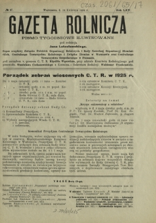 Gazeta Rolnicza : pismo tygodniowe ilustrowane. R. 65, nr 17 (24 kwietnia 1925)