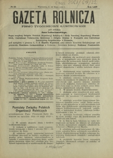 Gazeta Rolnicza : pismo tygodniowe ilustrowane. R. 65, nr 22 (29 maja 1925)