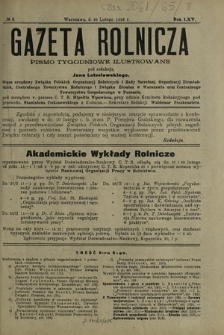 Gazeta Rolnicza : pismo tygodniowe ilustrowane. R. 65, nr 8 (20 lutego 1925)