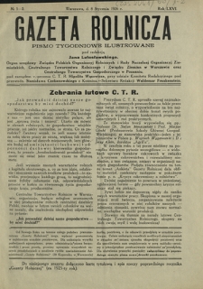 Gazeta Rolnicza : pismo tygodniowe ilustrowane. R. 66, nr 1-2 (8 stycznia 1926)