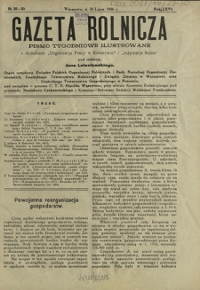 Gazeta Rolnicza : pismo tygodniowe ilustrowane. R. 66, nr 29-30 (30 lipca 1926)