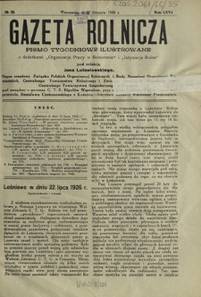 Gazeta Rolnicza : pismo tygodniowe ilustrowane. R. 66, nr 35 (27 sierpnia 1926)