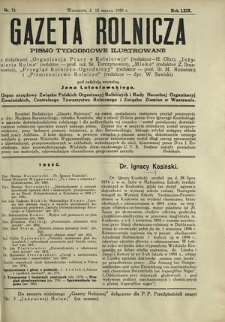 Gazeta Rolnicza : pismo tygodniowe ilustrowane. R. 69, nr 11 (15 marca 1929)