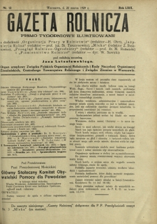Gazeta Rolnicza : pismo tygodniowe ilustrowane. R. 69, nr 12 (22 marca 1929)