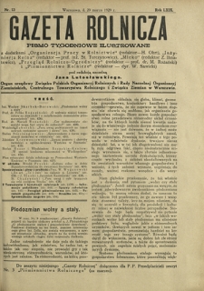 Gazeta Rolnicza : pismo tygodniowe ilustrowane. R. 69, nr 13 (29 marca 1929)