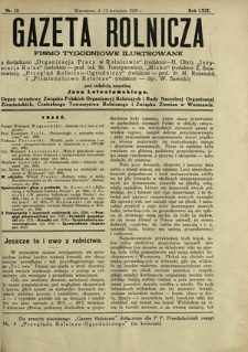 Gazeta Rolnicza : pismo tygodniowe ilustrowane. R. 69, nr 15 (12 kwietnia 1929)