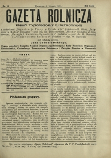 Gazeta Rolnicza : pismo tygodniowe ilustrowane. R. 69, nr 19 (10 maja 1929)