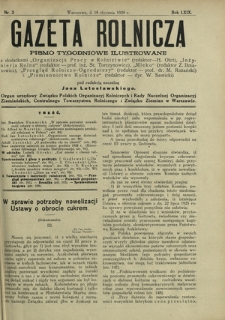 Gazeta Rolnicza : pismo tygodniowe ilustrowane. R. 69, nr 3 (18 stycznia 1929)
