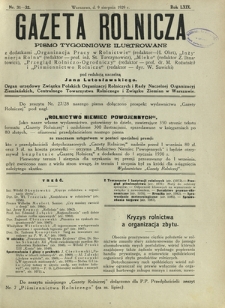 Gazeta Rolnicza : pismo tygodniowe ilustrowane. R. 69, nr 31-32 (9 sierpnia 1929)