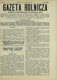 Gazeta Rolnicza : pismo tygodniowe ilustrowane. R. 69, nr 36 (6 września 1929)