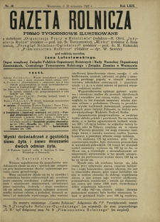 Gazeta Rolnicza : pismo tygodniowe ilustrowane. R. 69, nr 38 (20 września 1929)