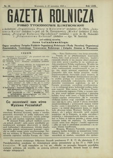 Gazeta Rolnicza : pismo tygodniowe ilustrowane. R. 69, nr 39 (27 września 1929)