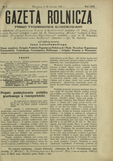Gazeta Rolnicza : pismo tygodniowe ilustrowane. R. 69, nr 4 (25 stycznia 1929)