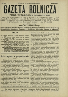 Gazeta Rolnicza : pismo tygodniowe ilustrowane. R. 69, nr 41 (11 października 1929)
