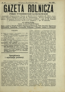 Gazeta Rolnicza : pismo tygodniowe ilustrowane. R. 69, nr 43 (25 października 1929)