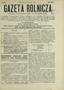 Gazeta Rolnicza : pismo tygodniowe ilustrowane. R. 69, nr 45 (8 listopada 1929)