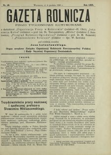 Gazeta Rolnicza : pismo tygodniowe ilustrowane. R. 69, nr 49 (6 grudnia 1929)