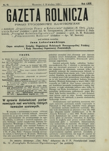 Gazeta Rolnicza : pismo tygodniowe ilustrowane. R. 69, nr 51 (20 grudnia 1929)