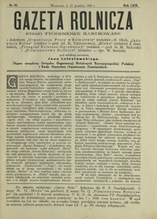 Gazeta Rolnicza : pismo tygodniowe ilustrowane. R. 69, nr 52 (27 grudnia 1929)