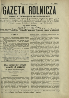 Gazeta Rolnicza : pismo tygodniowe ilustrowane. R. 69, nr 6 (8 lutego 1929)