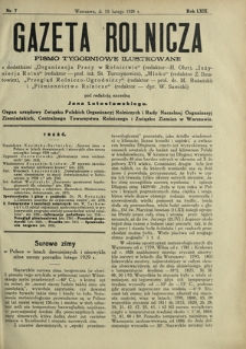 Gazeta Rolnicza : pismo tygodniowe ilustrowane. R. 69, nr 7 (15 lutego 1929)