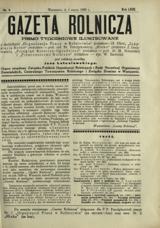 Gazeta Rolnicza : pismo tygodniowe ilustrowane. R. 69, nr 9 (1 marca 1929)