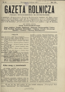 Gazeta Rolnicza : pismo tygodniowe ilustrowane. R. 70, nr 14 (4 kwietnia 1930)
