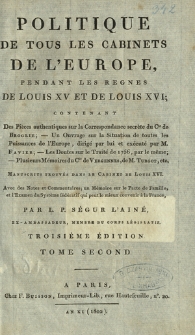 Politique de tous les cabinets de l'Europe, pendant les règnes de Louis XV et de Louis XVI. T. 2