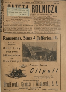 Gazeta Rolnicza : pismo tygodniowe ilustrowane. R. 70, nr 27-28 (11 lipca 1930)