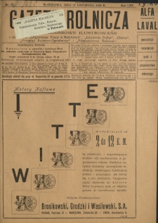 Gazeta Rolnicza : pismo tygodniowe ilustrowane. R. 70, nr 47 (21 listopada 1930)
