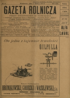 Gazeta Rolnicza : pismo tygodniowe ilustrowane. R. 71, nr 13 (27 marca 1931)