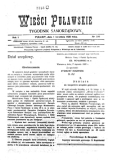 Wieści Puławskie : tygodnik samorządowy 1920-04-01, R. 1, nr 5-6
