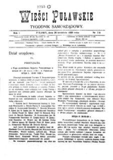 Wieści Puławskie : tygodnik samorządowy 1920-04-20, R. 1, nr 7-8