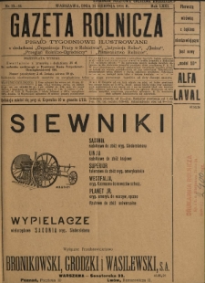Gazeta Rolnicza : pismo tygodniowe ilustrowane. R. 71, nr 33-34 (21 sierpnia 1931)