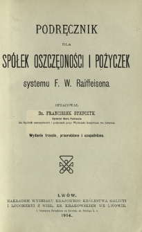Podręcznik dla spółek oszczędności i pożyczek systemu F. W. Raiffeisena