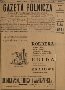 Gazeta Rolnicza : pismo tygodniowe ilustrowane. R. 71, nr 37 (11 września 1931)