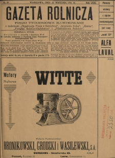 Gazeta Rolnicza : pismo tygodniowe ilustrowane. R. 71, nr 39 (25 września 1931)